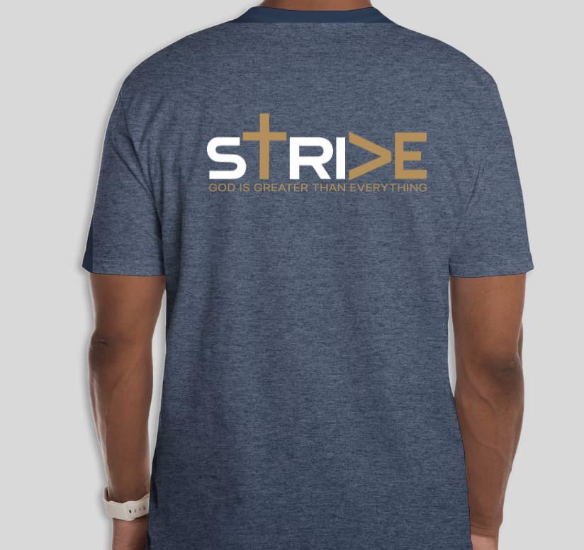 Style 2 — Symbol Front / STRIVE Back Heather Navy back